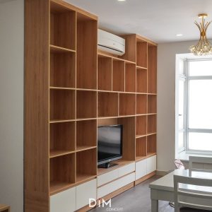 Bộ tủ tivi may đo theo yêu cầu cho căn hộ